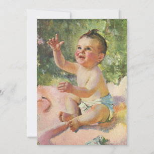 Carte Enfants Vintage, Bébé Fille Mignon sur une Couvert
