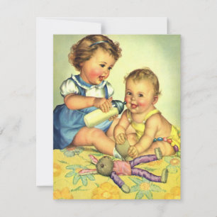 Carte Enfants vintage, tout-petits heureux et mignons so