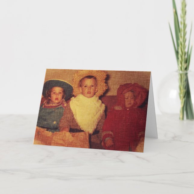Carte Enfants vintages en costume, Halloween (Devant)