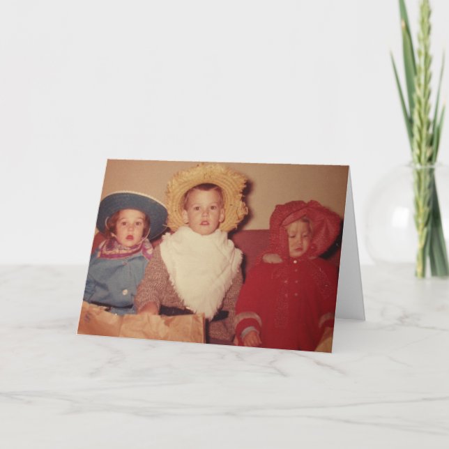 Carte Enfants vintages en costumes Halloween (Devant)