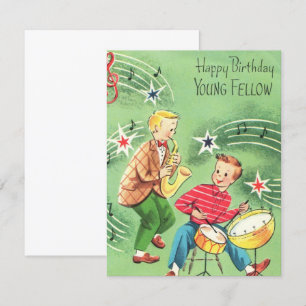 Carte Enfants vintages Jouer Instruments Anniversaire