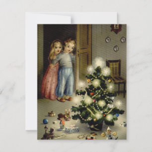 Carte Enfants vintages Matin de Noël