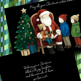 Carte Enfants visitant Père Noël avant Noël 2