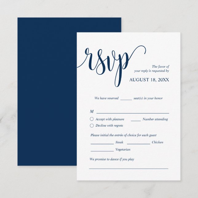 Carte Enfermée RSVP Faire-part de mariage moderne (Devant / Derrière)