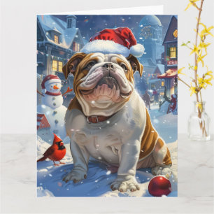 Carte English Bulldog Winter Wonderland Christmas Joie