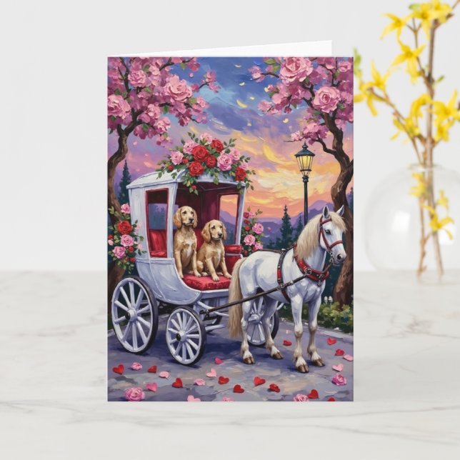 Carte English Setter Dog Valentine's Day (Fleur jaune)