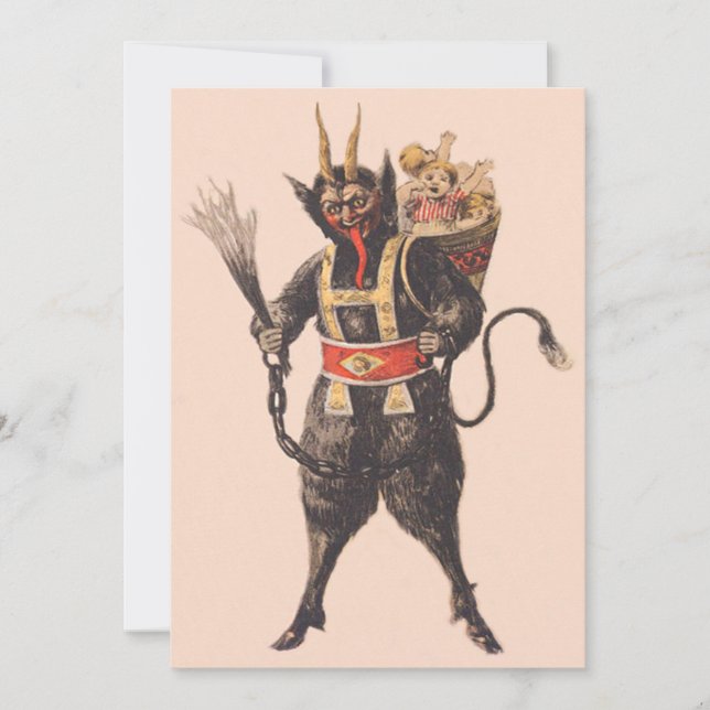 Carte Enlèvement d'enfants par Krampus Baguette (Devant)