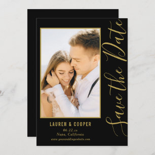 Carte Enregistrer La Date Black Gold Style Mariage moder