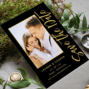 Carte Enregistrer La Date Black Gold Style Mariage moder