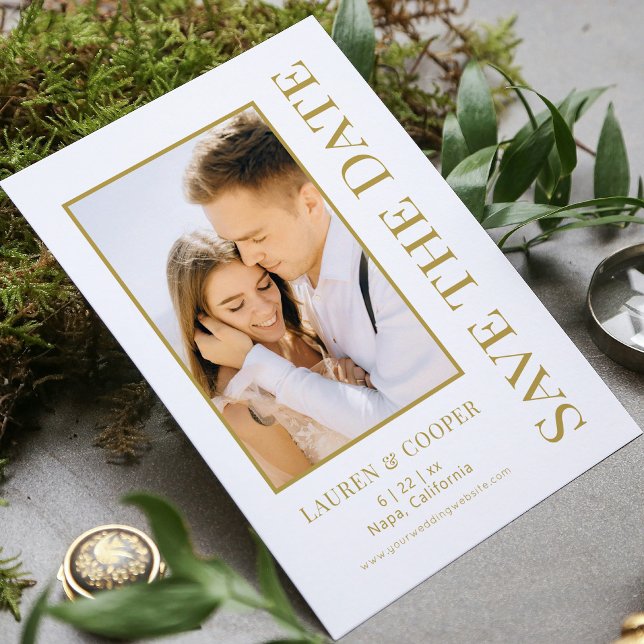 Carte Enregistrer La Date Black Gold Style Mariage moder (Créateur téléchargé)