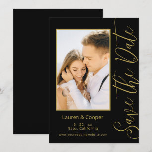 Carte Enregistrer La Date Black Gold Style Mariage moder