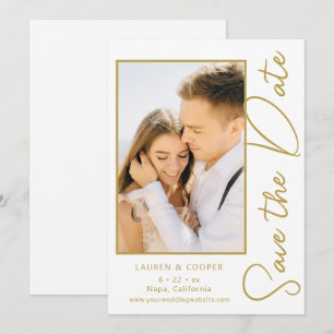 Carte Enregistrer La Date Black Gold Style Mariage moder