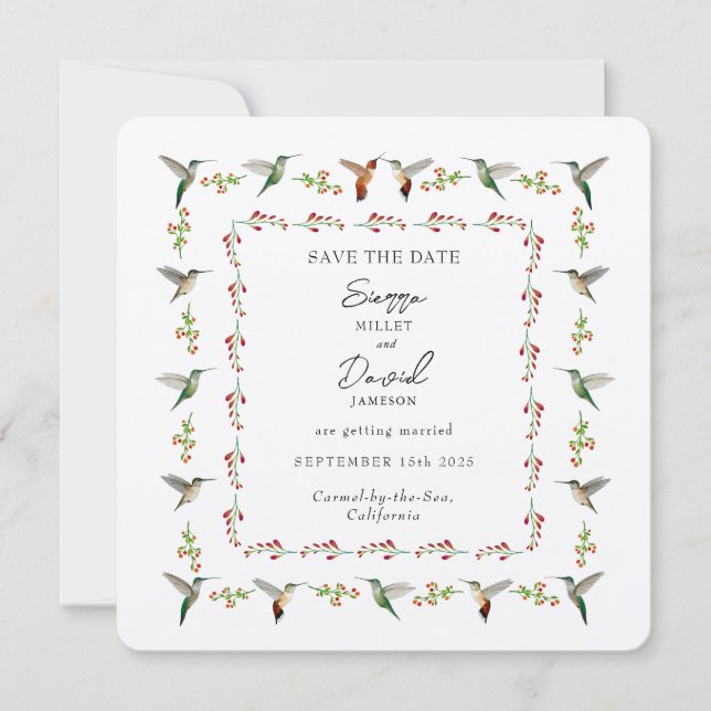 Carte Enregistrer la date Colibri (Devant)