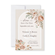 Enregistrer La Date Lumière Terre Tone Boho Floral