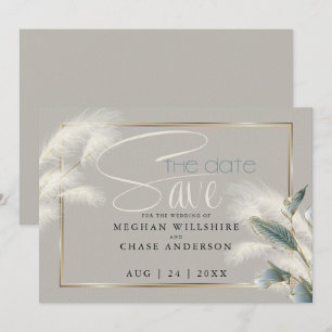 Carte Enregistrer la date Pampas Grass Turquoise Anthuri