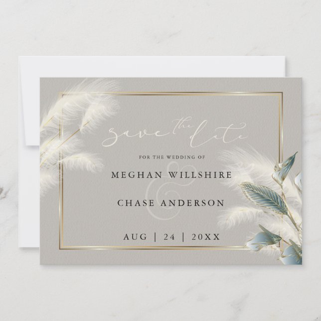 Carte Enregistrer la date Pampas Grass Turquoise Anthuri (Devant)