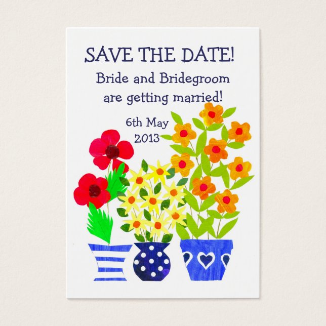 Carte "Enregistrer la date" personnalisable, Pots  (Devant)