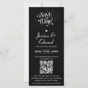 Carte Enregistrer La Date PhotoBooth Qr Code Black White