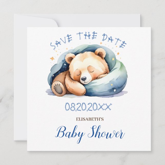 Carte Enregistrer la date Teddy Bear Baby shower (Devant)