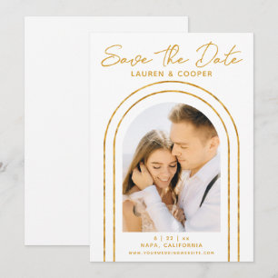 Carte Enregistrer La Date White Gold Style Art Déco Mari