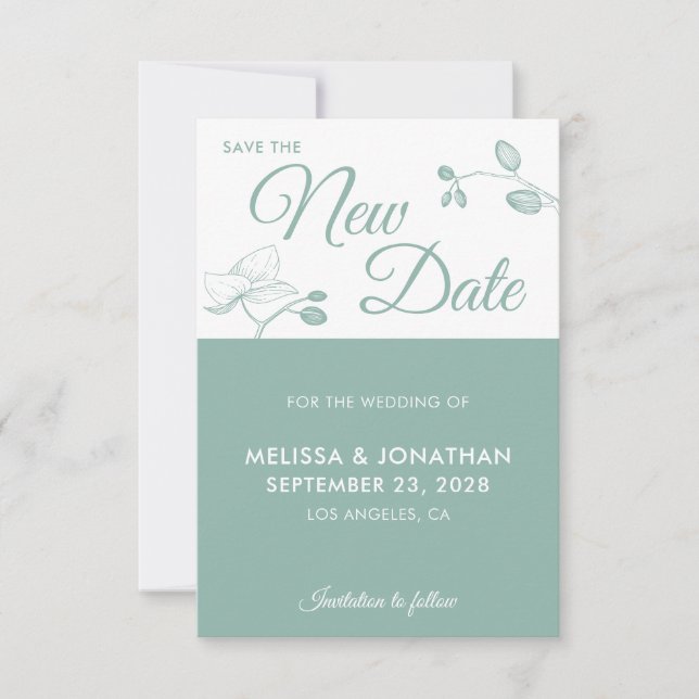 Carte Enregistrer la nouvelle date mariage report floral (Devant)