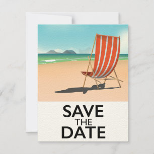 Carte Enregistrer le transat de plage vintage Date