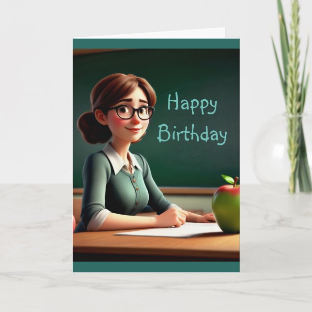 Carte Enseignant Avec Pomme (Devant)