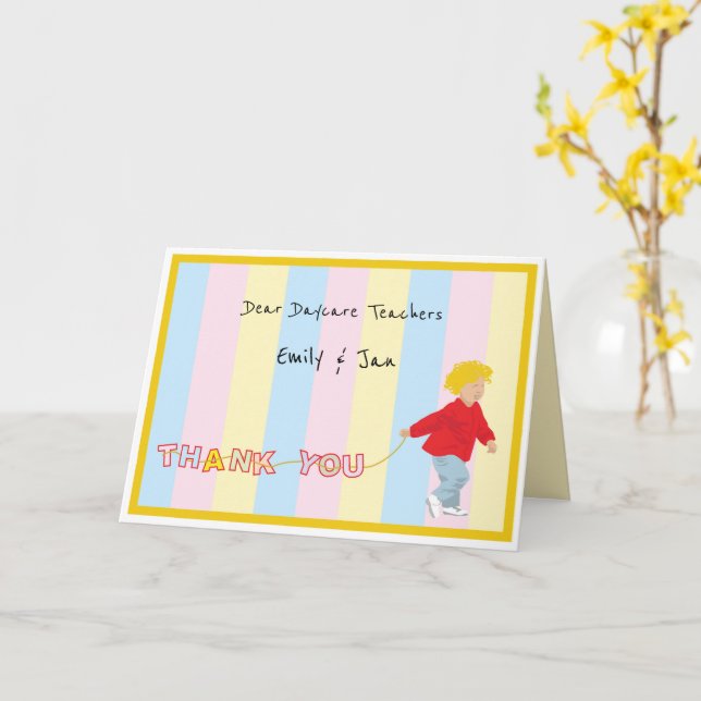 Carte Enseignant en garderie Merci (Fleur jaune)