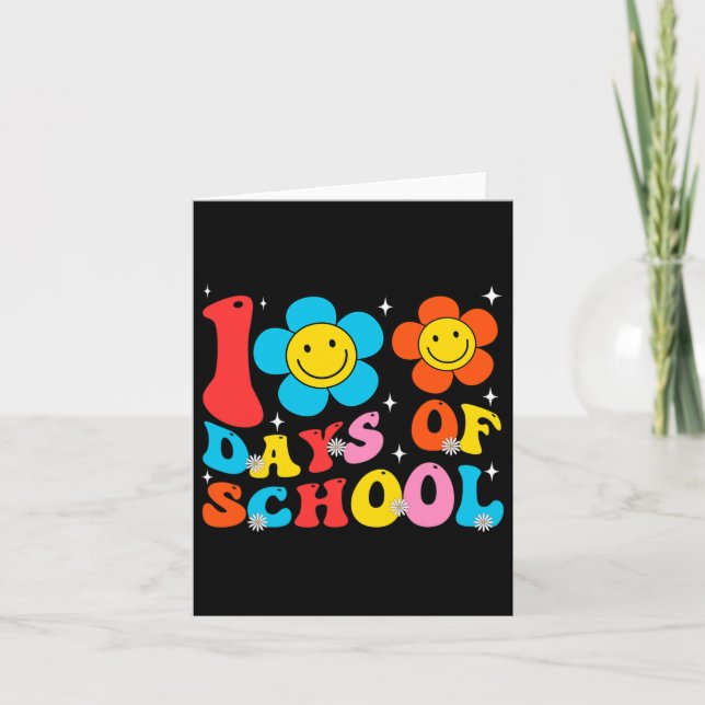 Carte Enseignant Enfants Retro Super 100 Jours Joyeux 10 (Devant)