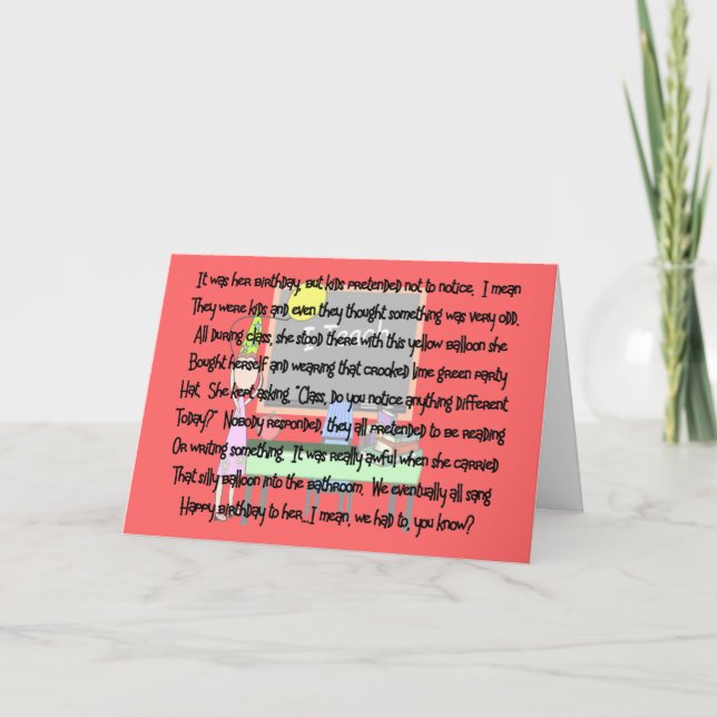 Carte Enseignant Histoire d'anniversaire Cadeaux d'art " (Devant)