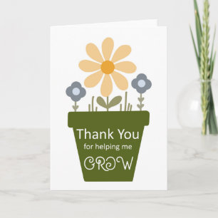 Carte Enseignant Merci m'aide à développer des fleurs