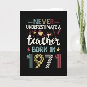 Carte Enseignant né en 1971 50e Anniversaire Cadeau Ense