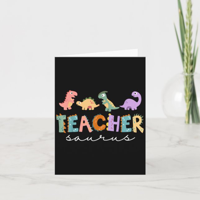 Carte Enseignante Dinosaure Femme Teachersaurus Rex Drôl (Devant)