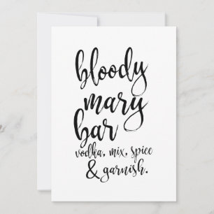 Carte Enseigne de mariage abordable Bloody Mary Bar