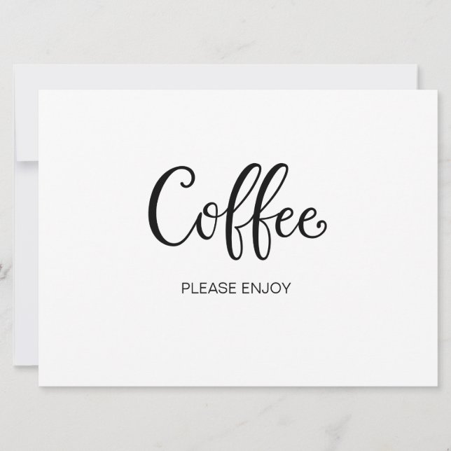 Carte Enseigne de mariage "Café" en calligraphie simple (Devant)