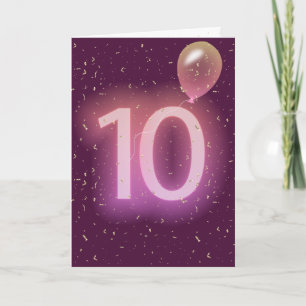 Carte Enseigne néon et ballon pour 10ème anniversaire