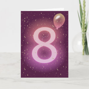 Carte Enseigne néon et ballon pour 8ème anniversaire