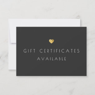 Carte Enseigne promotionnelle de certificat-cadeau Cœur