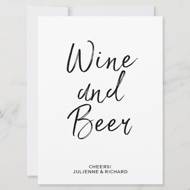 Carte Enseigne Vin et Bière | Lettres stylisées à la mai (Devant)