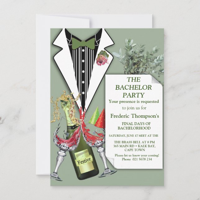 Carte Enterrement de vie de garçon Tuxedo Corsage de la  (Devant)