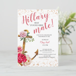 Carte Enterrement de vie de jeune fille marin Invitati