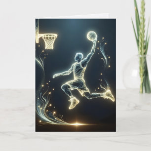 Carte Entraîneur du joueur de basket-ball de néon Merci