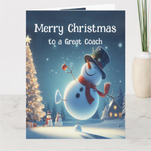 Carte Entraîneur Happy Snowman Hot Chocolate Noël