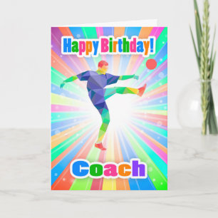 Carte Entraîneur, joueur de football Anniversaire coloré