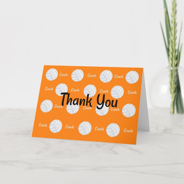 Carte entraîneur Orange Volleyball Merci (Devant)