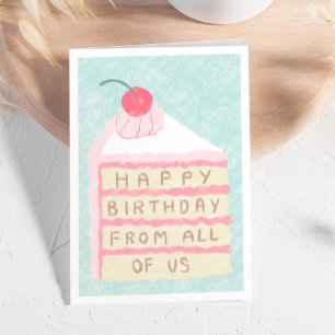 Carte Entreprise Cute Cherry Cake Slice Joyeux Anniversa