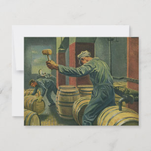 Carte Entreprise de vinification vintage, bouchage de fû