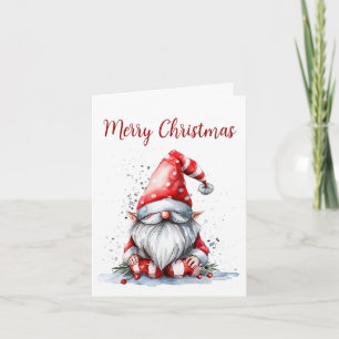 Carte Entreprise Joyeux vacances Gnome Salutation plié