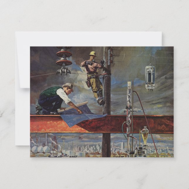 Carte Entreprise vintage, architectes et construction (Devant)