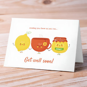 Carte Envoi de citron, miel et thé pour un prompt rétabl
